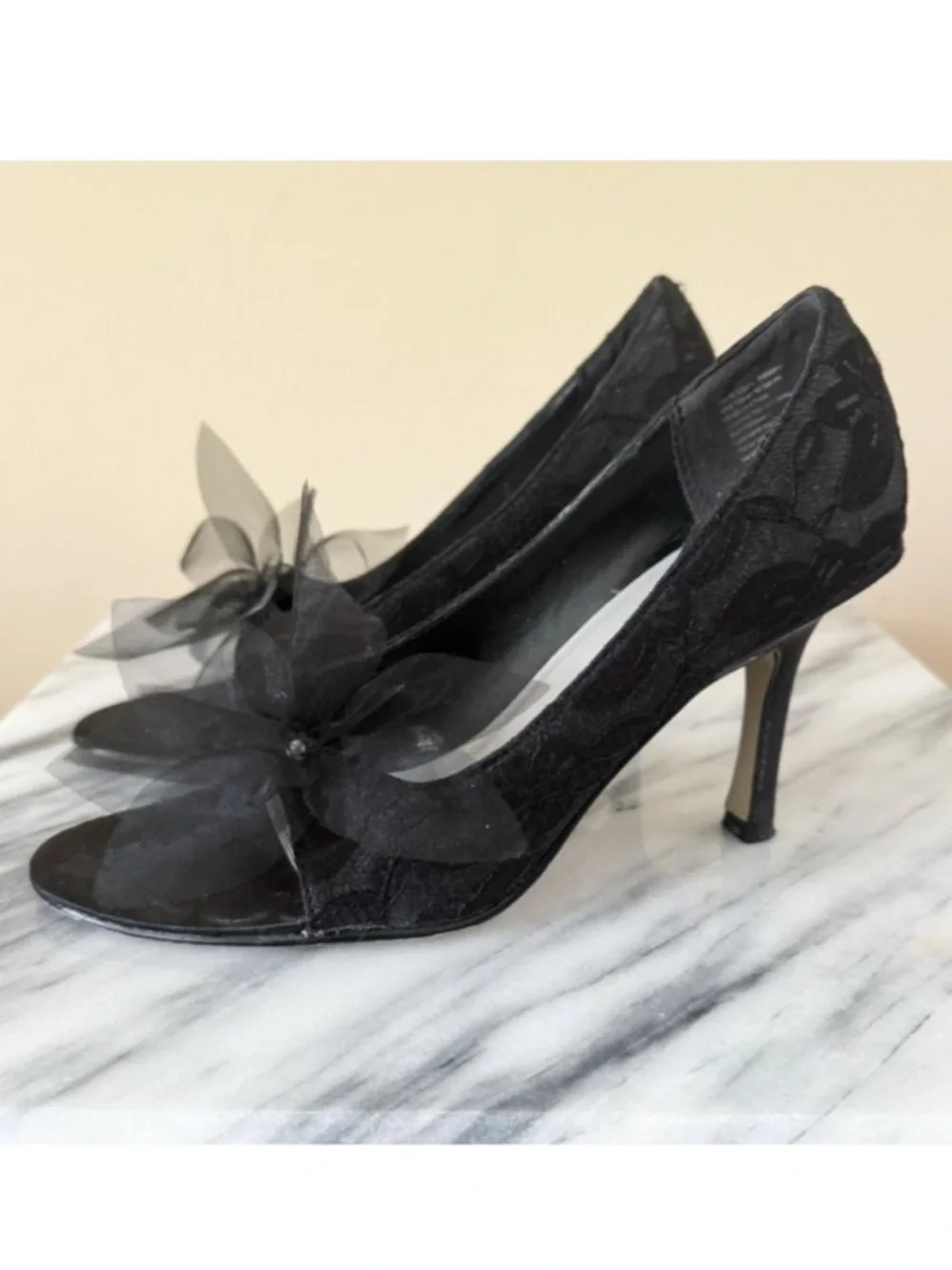 Vintage Tulle and Rhinestone Lace Heels